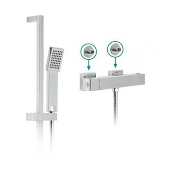 Vado Te Exposed Square Thermostatic 1/2" Shower Valve Package - With Wall Mounting Brackets